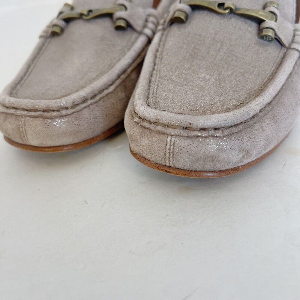 Donald J. Pliner Filo Tan Champagne Metallic Horsebit Loafers Women's Size 10 - Picture 4 of 8